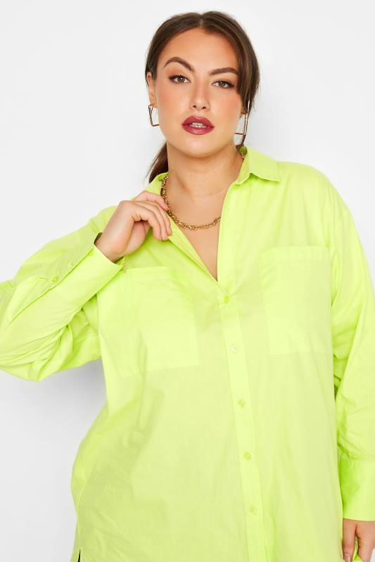 LIMITED COLLECTION Curve Lime Green Oversized Boyfriend Shirt 4