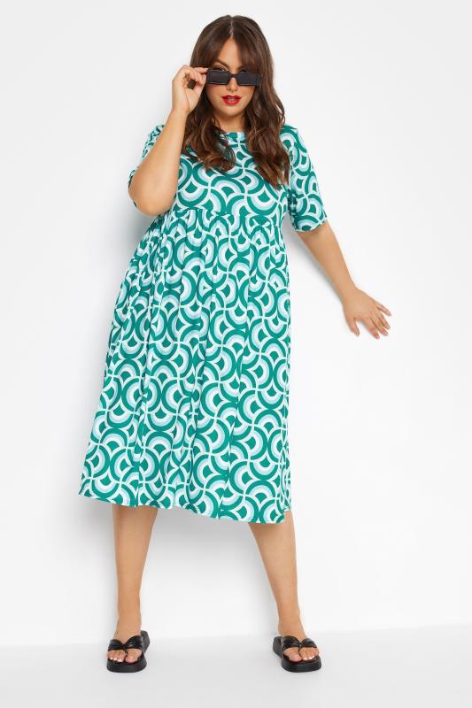 LIMITED COLLECTION Curve Blue Geometric Print Smock Dress 2