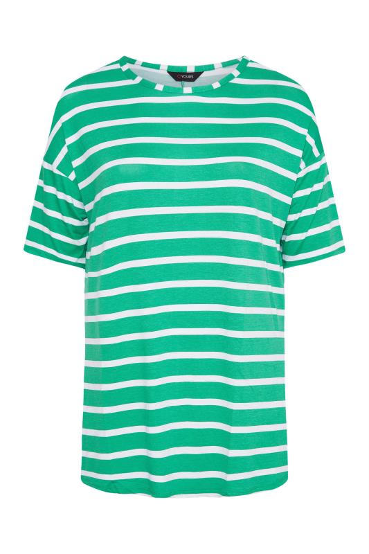 Plus Size Green Stripe Oversized T-Shirt | Yours Clothing 6