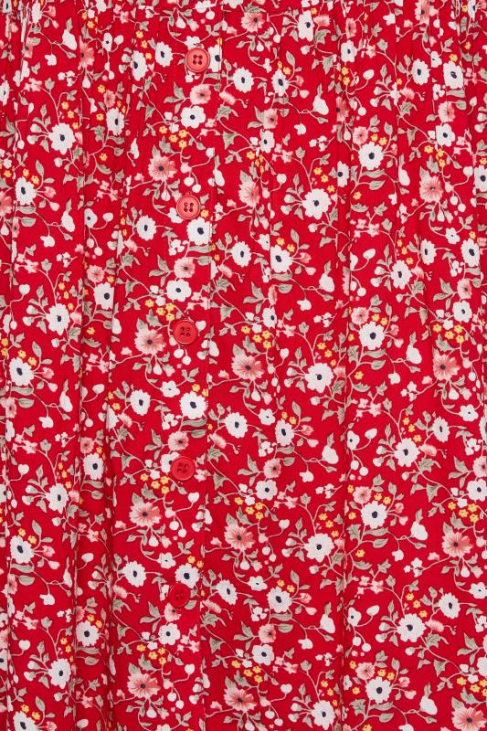 YOURS Plus Size Red Floral Print Button Through Dress | Yours Clothing 5