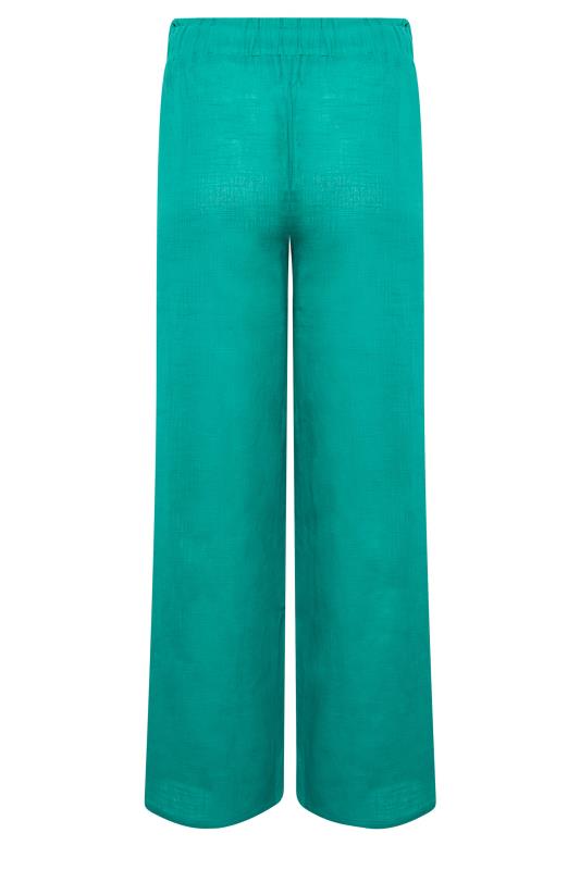 Petite Green Cotton Wide Leg Trousers | PixieGirl 5