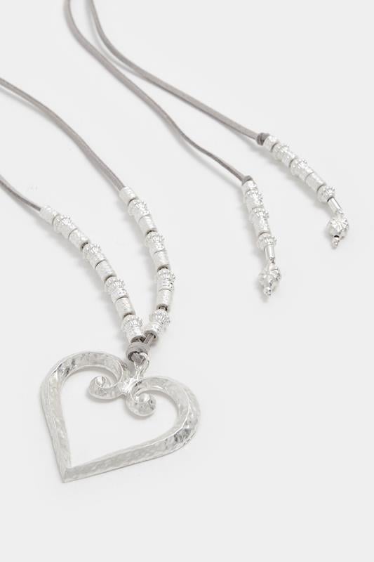 Silver Tone Tone Pendant Heart Long Layered Necklace | Yours Clothing 4
