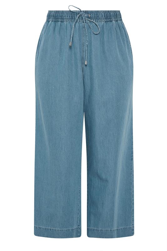 EVANS Plus Size Midwash Blue Wide Leg Denim Trousers | Evans 6