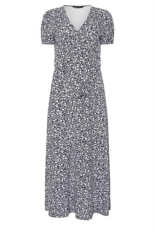 M&Co Petite Navy Blue Floral Print Maxi Wrap Dress | M&Co 5