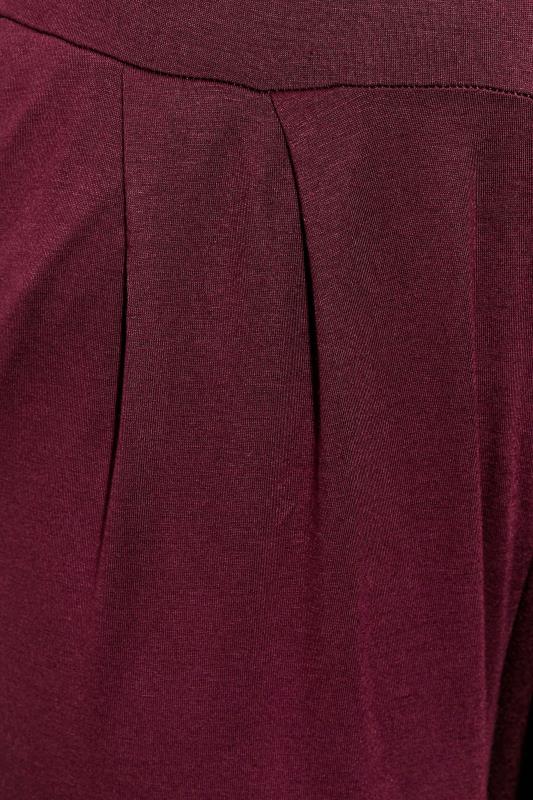 YOURS Curve Plus Size Burgundy Red Pleat Stretch Wide Leg Trousers | Yours Clothing  5