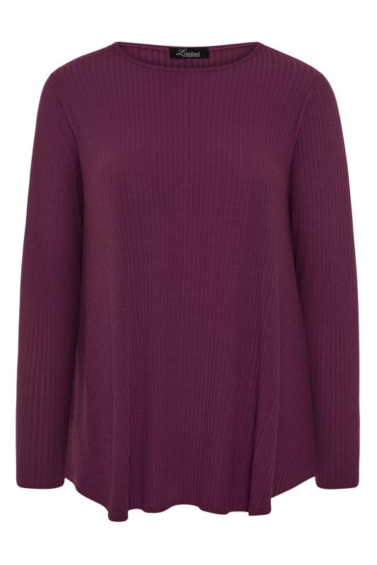LIMITED COLLECTION Damson Purple Ribbed Long Sleeve Top_F.jpg