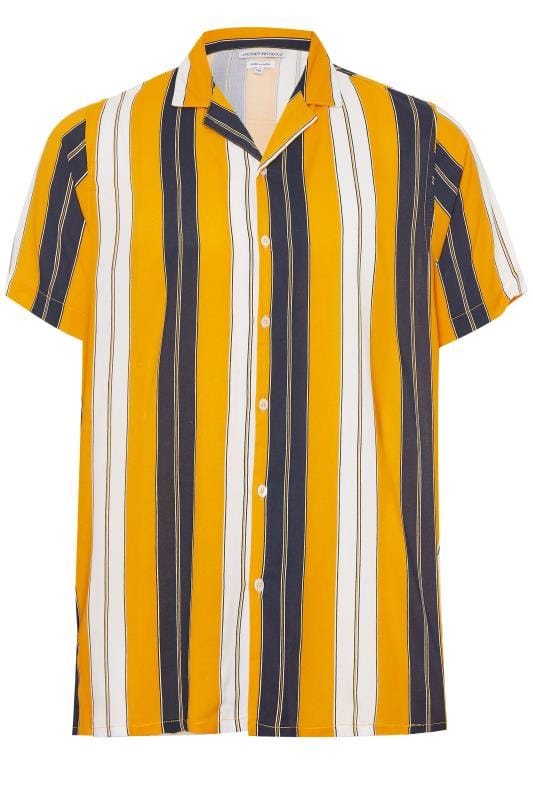 ANOTHER INFLUENCE Orange & Navy Striped Shirt | BadRhino