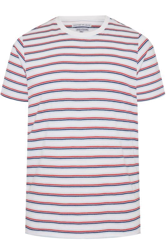 ANOTHER INFLUENCE White Striped T-Shirt | BadRhino