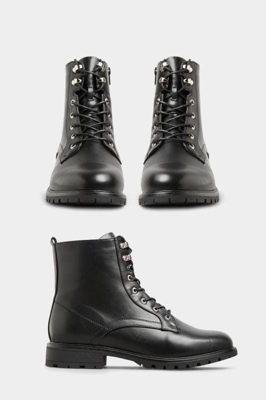 Black Vegan Faux Leather Lace Up Combat Boots In Extra Wide Fit_f9fd.jpg