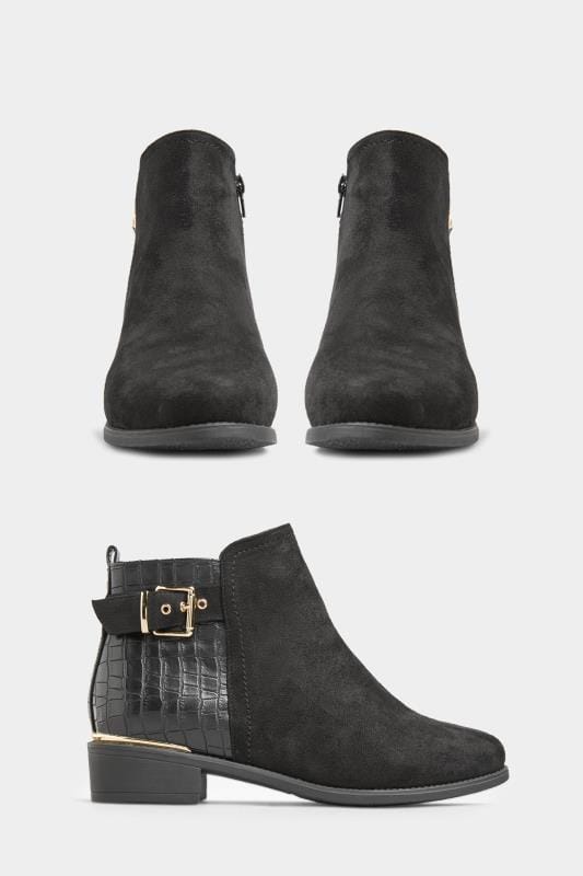 Black Croc Effect Buckle Chelsea Boots In Extra Wide Fit_d46b.jpg