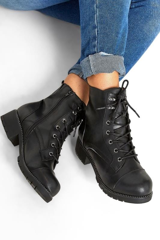 Black Vegan Faux Leather Stud Ankle Boots In Extra Wide Fit_5c3c.jpg