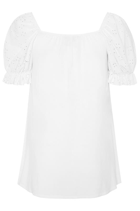LIMITED COLLECTION White Broderie Anglaise Puff Sleeve Top | Yours Clothing