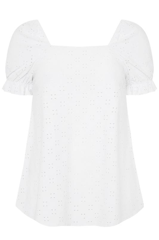 LIMITED COLLECTION White Broderie Anglaise Square Neck Top | Yours Clothing