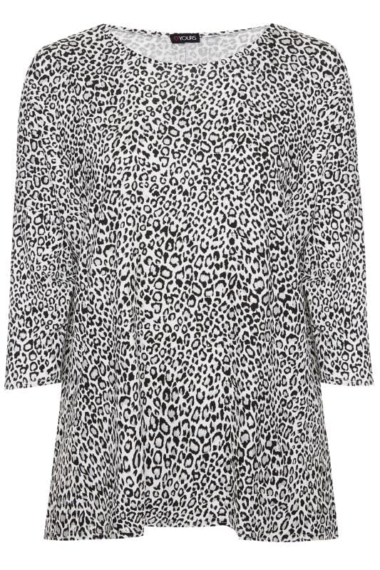 White Glitter Leopard Print Lounge Top | Yours Clothing