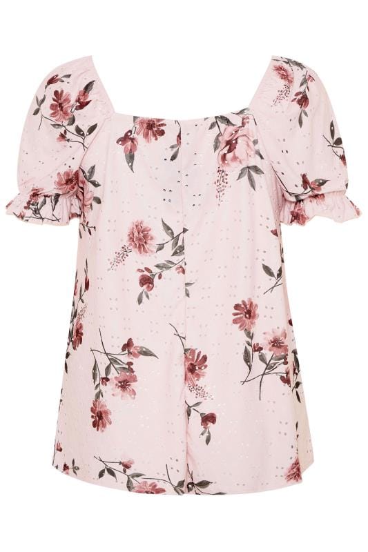 LIMITED COLLECTION Pink Floral Broderie Anglaise Milkmaid Top | Yours ...