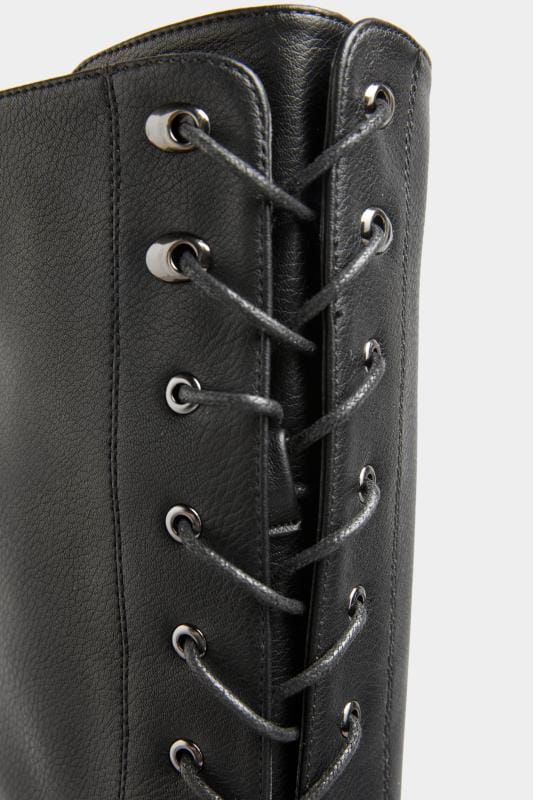 Black Vegan Faux Leather Lace Up Knee High Boots In Extra Wide Fit_c5ff.jpg