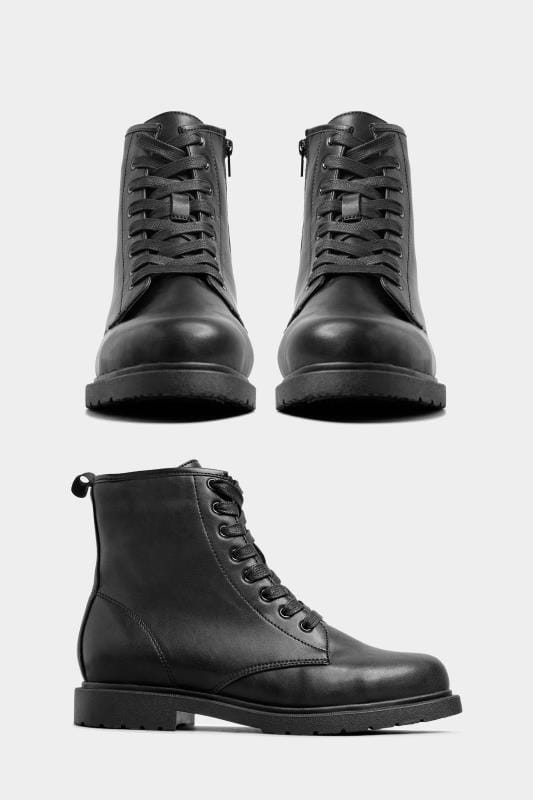 Black Vegan Faux Leather Lace Up Ankle Boots In Extra Wide Fit_a622.jpg