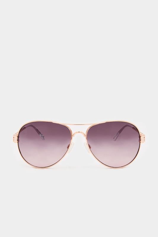 Rose Gold Aviator Sunglasses | Yours Clothing 3