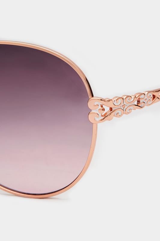Rose Gold Aviator Sunglasses | Yours Clothing 4