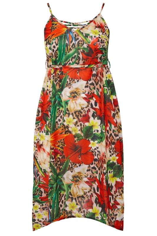 Multi Mixed Print Hanky Hem Jersey Dress | Sizes 16-40 | Yours Clothing