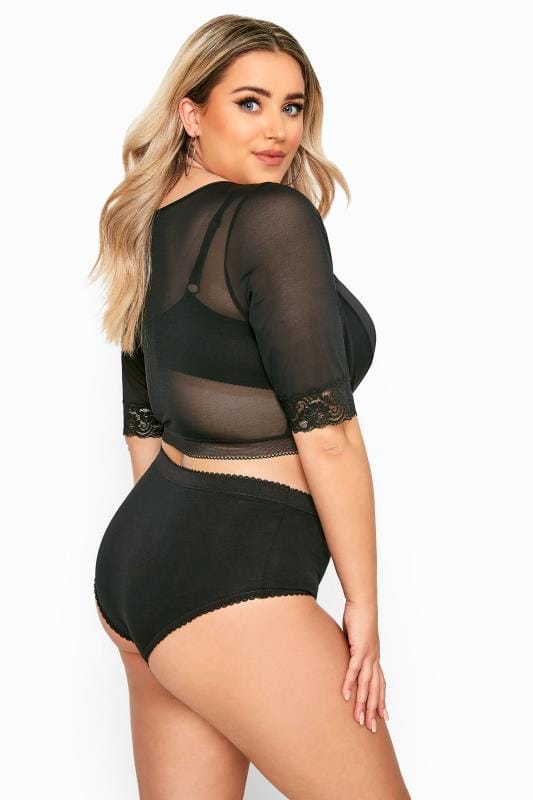 Curve Black Mesh Front Fastening Armwear Top 2