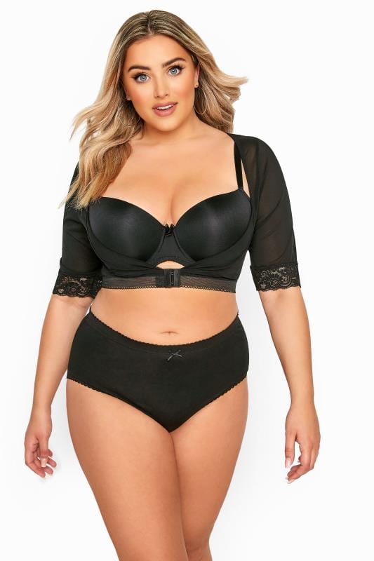 Plus Size Shapewear YOURS Curve Black Mesh Front Fastening Armwear Top