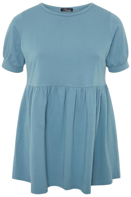 LIMITED COLLECTION Curve Blue Cotton Smock Top_2b6d.jpg