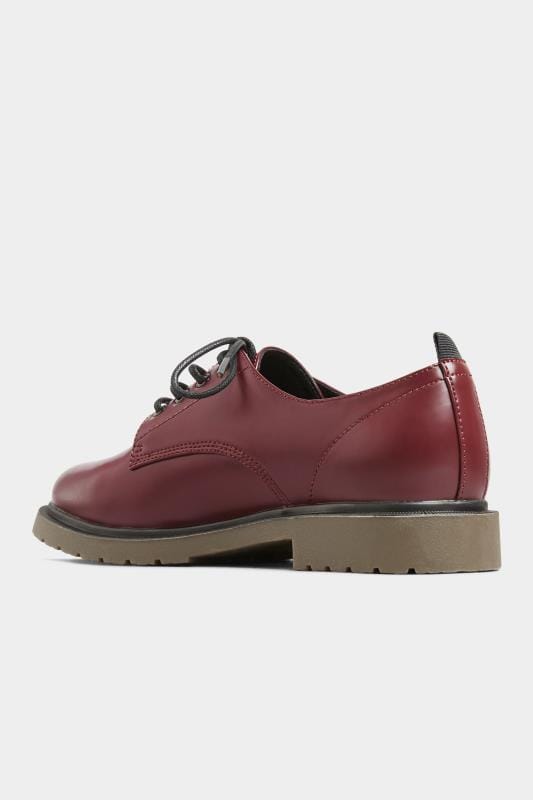Burgundy Red Vegan Leather Lace Up Brogues In Extra Wide EEE Fit 5