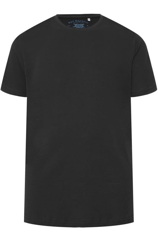 BAR HARBOUR Black Plain Crew Neck T-Shirt | BadRhino