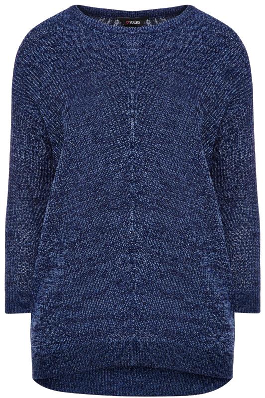 Plus Size Curve Blue Twist Essential Knitted Jumper | Yours Clothing 5