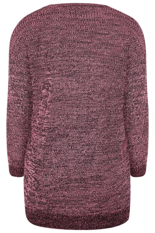 Rose Pink Marl Chunky Knitted Jumper | Yours Clothing