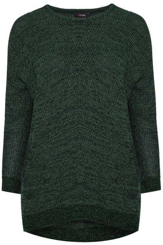 Forest Green Marl Chunky Knitted Jumper | Yours Clothing