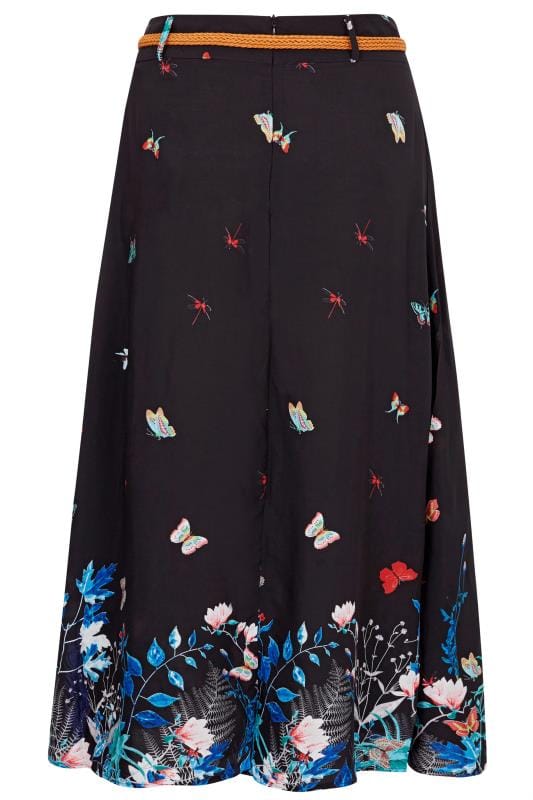 Black Butterfly Maxi Skirt | Sizes 16 to 32 | Yours Clothing