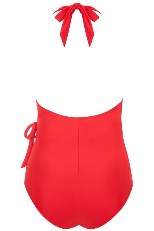 BUMP IT UP MATERNITY Red Belted Halterneck Swimsuit_6a16.jpg
