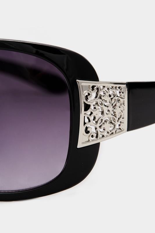 Black Oversized Filigree Sunglasses 4