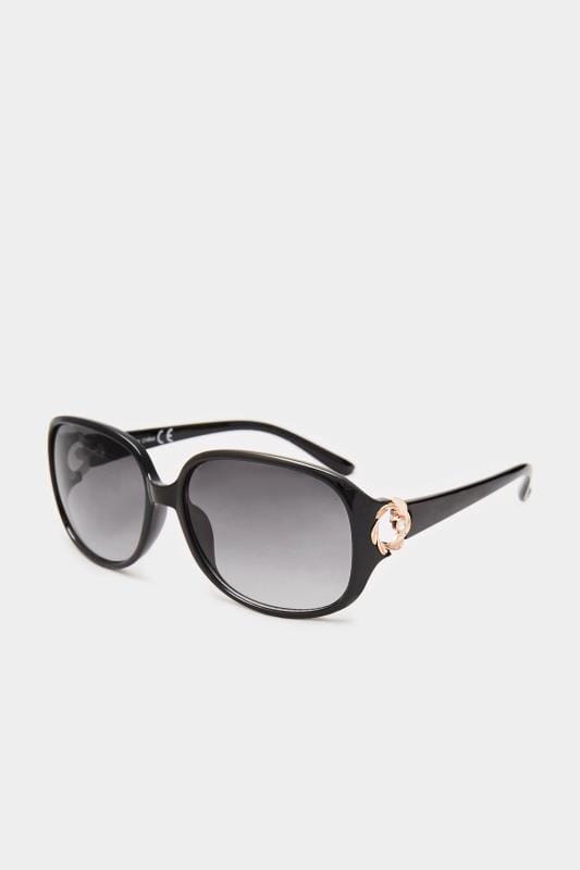 Black Oversized Gold Detail Sunglasses | Yours Clothing 2