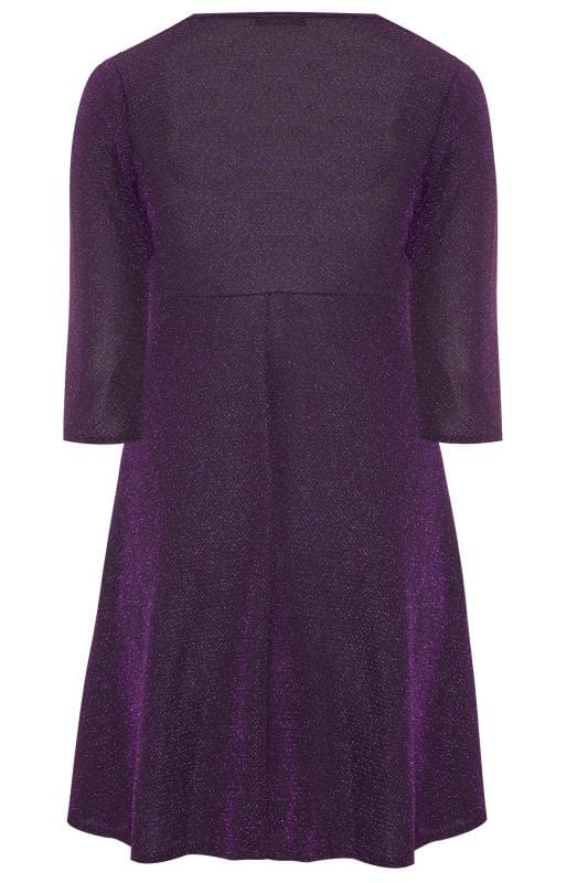 Purple Sparkle Skater Dress | Yours Clothing