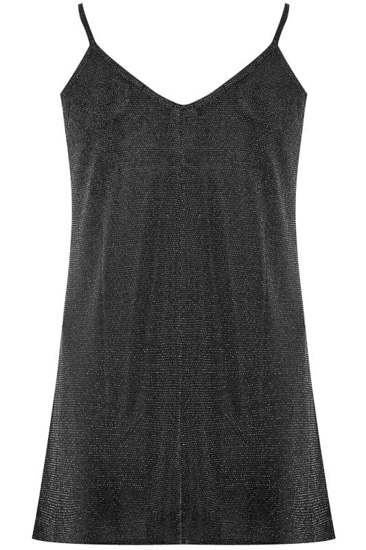 Silver & Black Textured Metallic Cami Top| Yours Clothing | Yours Clothing