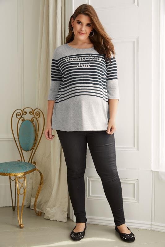 BUMP IT UP MATERNITY Grey Stripe 'Dreams' Top With Nursing Popper Sides ...