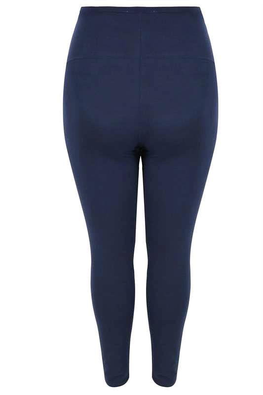BUMP IT UP MATERNITY Curve Navy Blue Cotton Essential Leggings With Comfort Panel 4