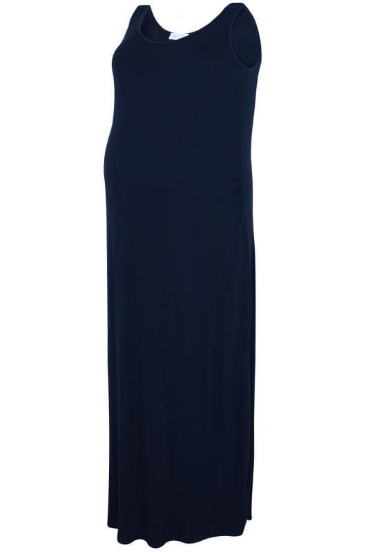 BUMP IT UP MATERNITY Navy Maxi Dress With Ruched Sides, plus size 16 to ...