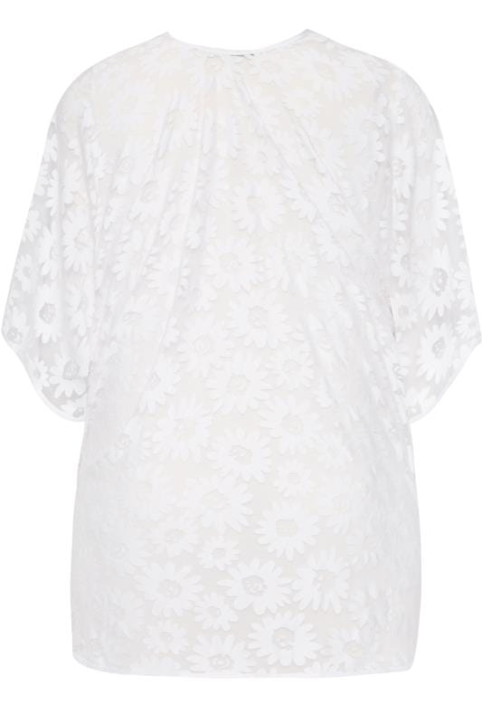 White Burnout Daisy Kaftan | Sizes 16 to 36 | Yours Clothing