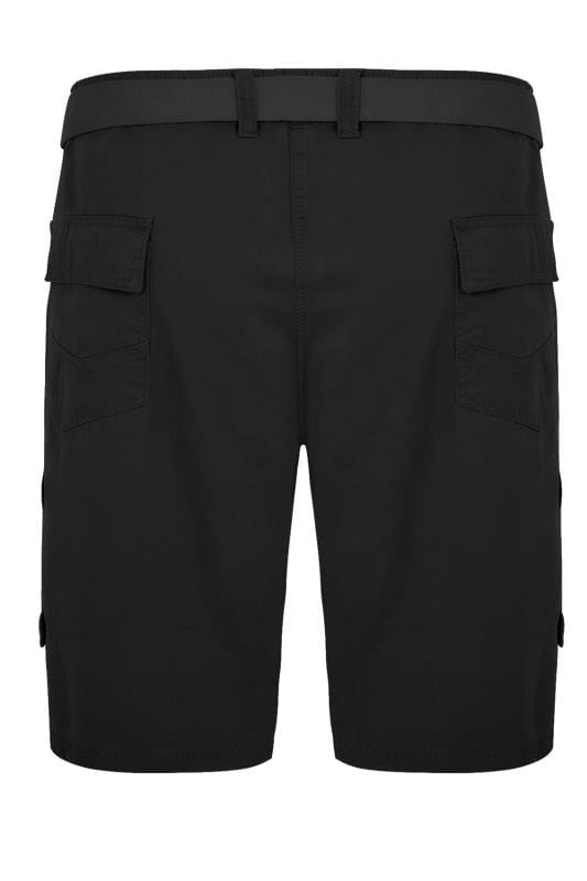 BadRhino Black Cargo Shorts With Canvas Belt | BadRhino
