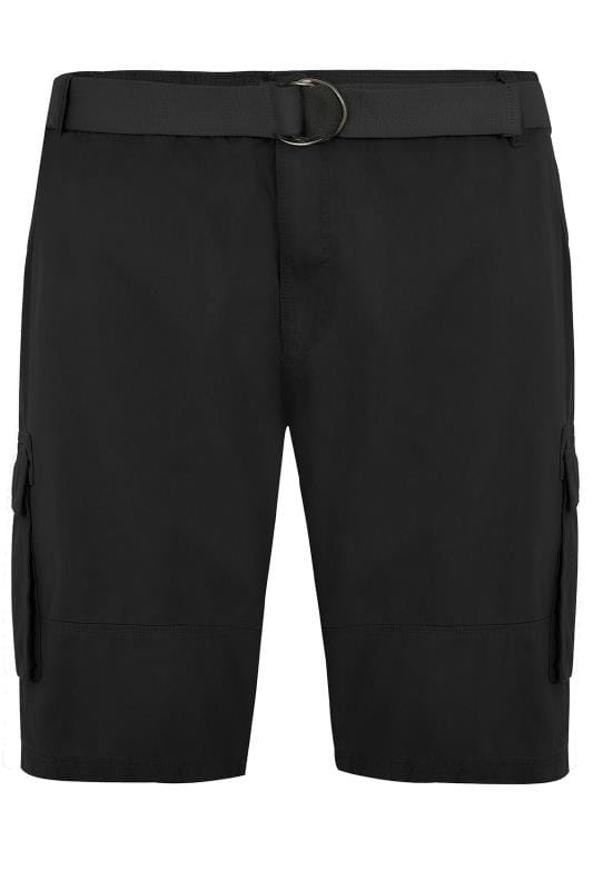 Men's Cargo Shorts BadRhino Black Cargo Shorts With Canvas Belt