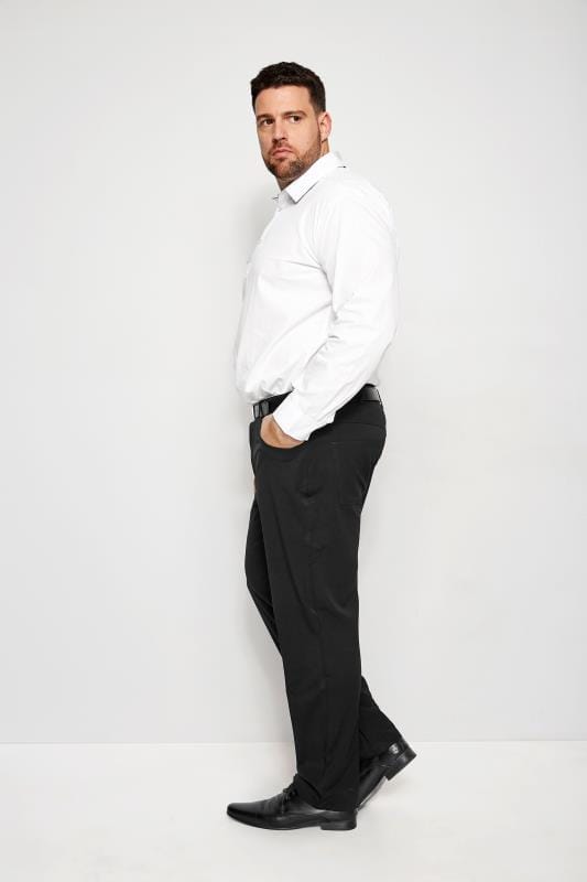 BadRhino Big & Tall Black Smart Straight Leg Stretch Trousers With 5 Pockets 2