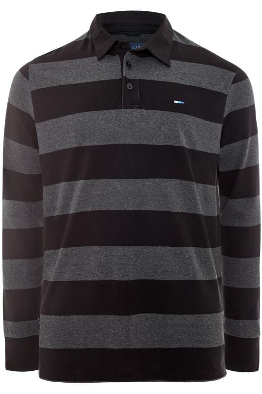 BadRhino Big & Tall Black and Grey Stripe Polo Shirt 5