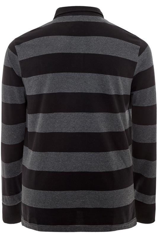 BadRhino Big & Tall Black and Grey Stripe Polo Shirt 6