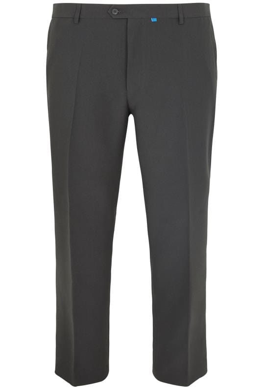 BadRhino Big & Tall Grey Single Pleat Smart Trousers 4