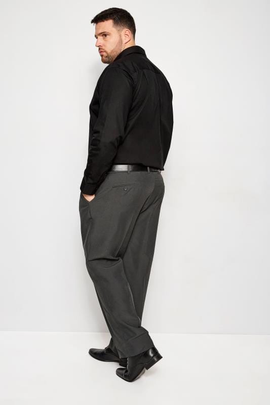 BadRhino Big & Tall Grey Single Pleat Smart Trousers 2