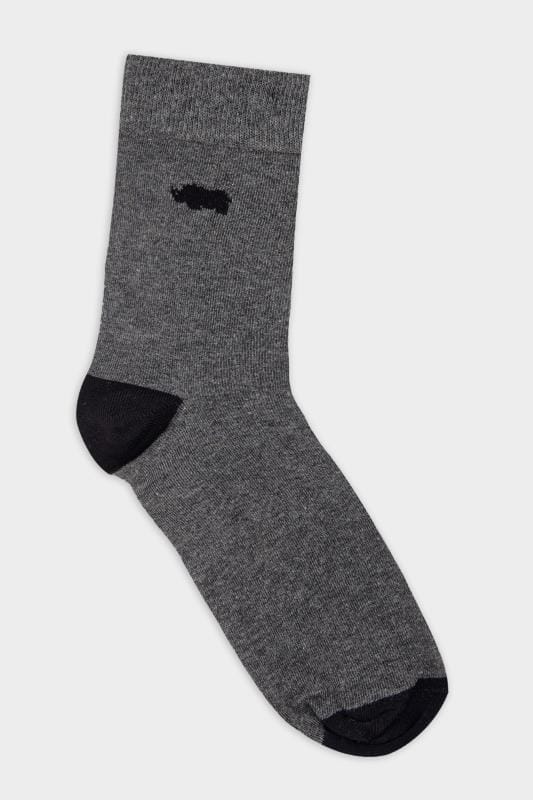 BadRhino Grey Socks With Black Contrast Heel & Toe | BadRhino